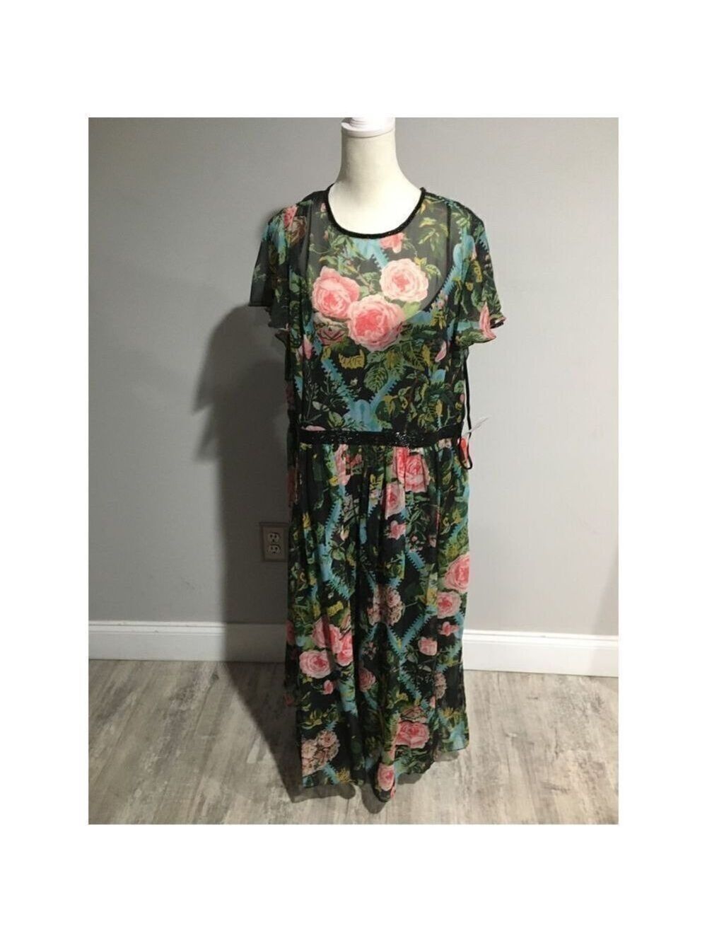 Mac Duggal Floral Midi Dress Size 12 - Picture 5 of 5